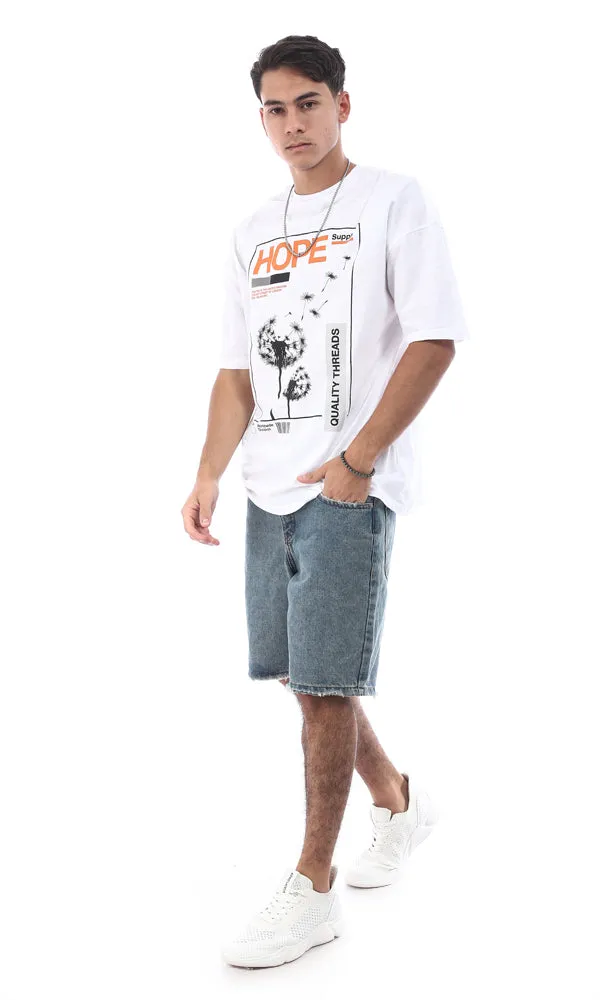 96822 Front & Back Printed Cotton T-Shirt - White