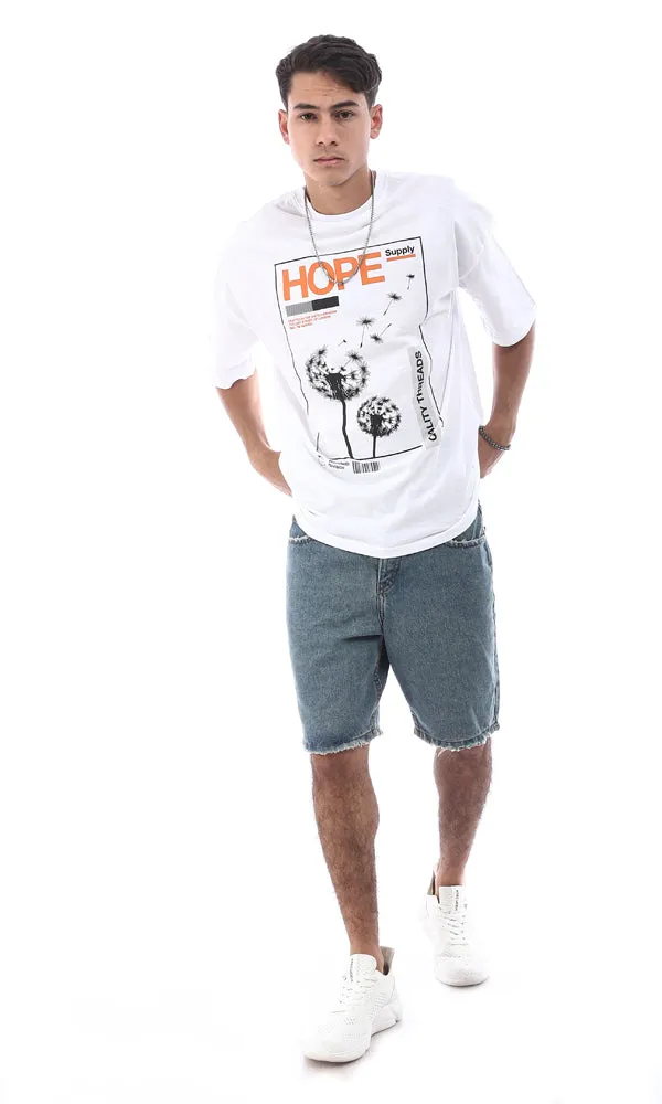 96822 Front & Back Printed Cotton T-Shirt - White