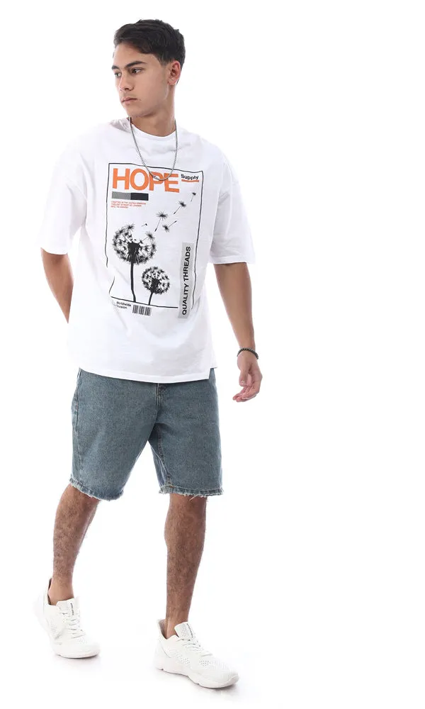 96822 Front & Back Printed Cotton T-Shirt - White