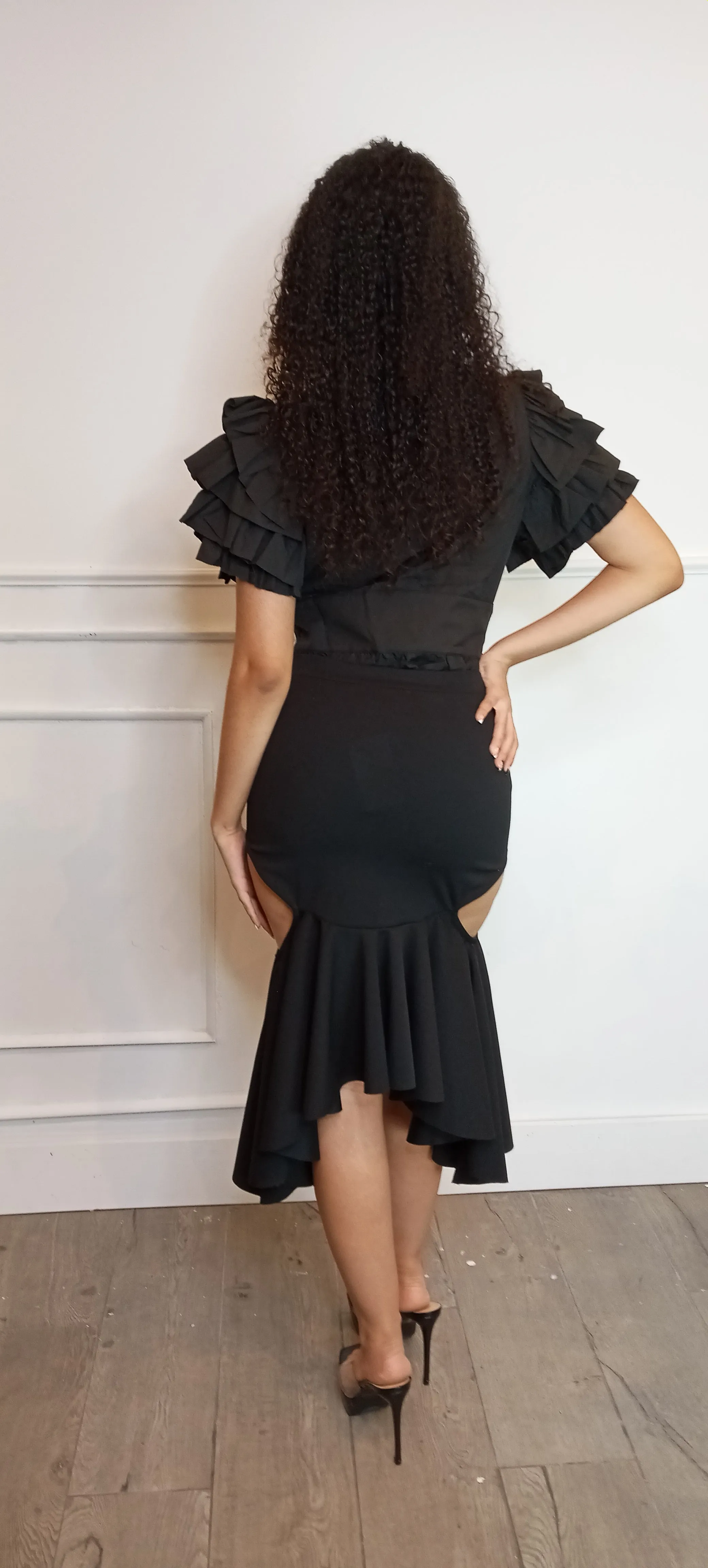 ALREADY WON Black Shoulder Puff Bodysuit