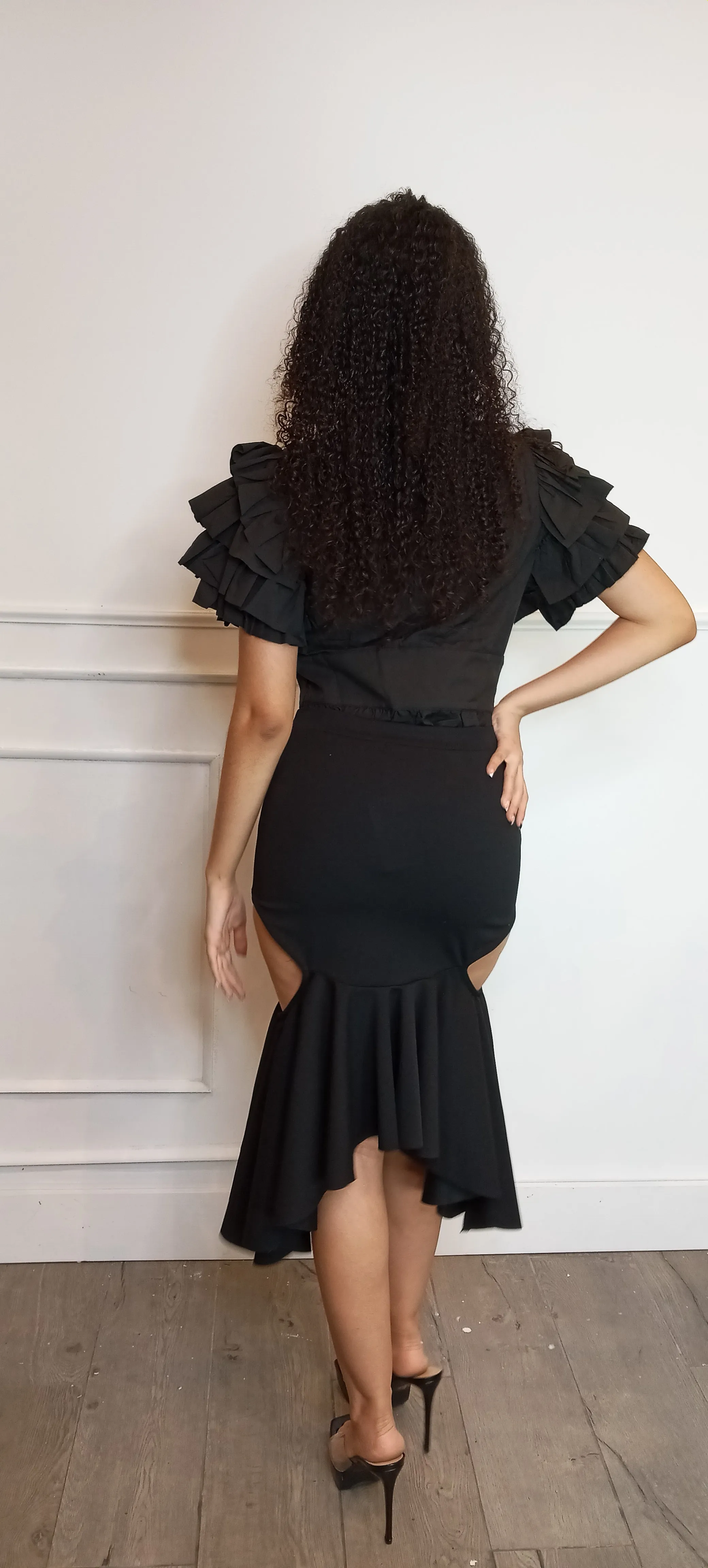 ALREADY WON Black Shoulder Puff Bodysuit