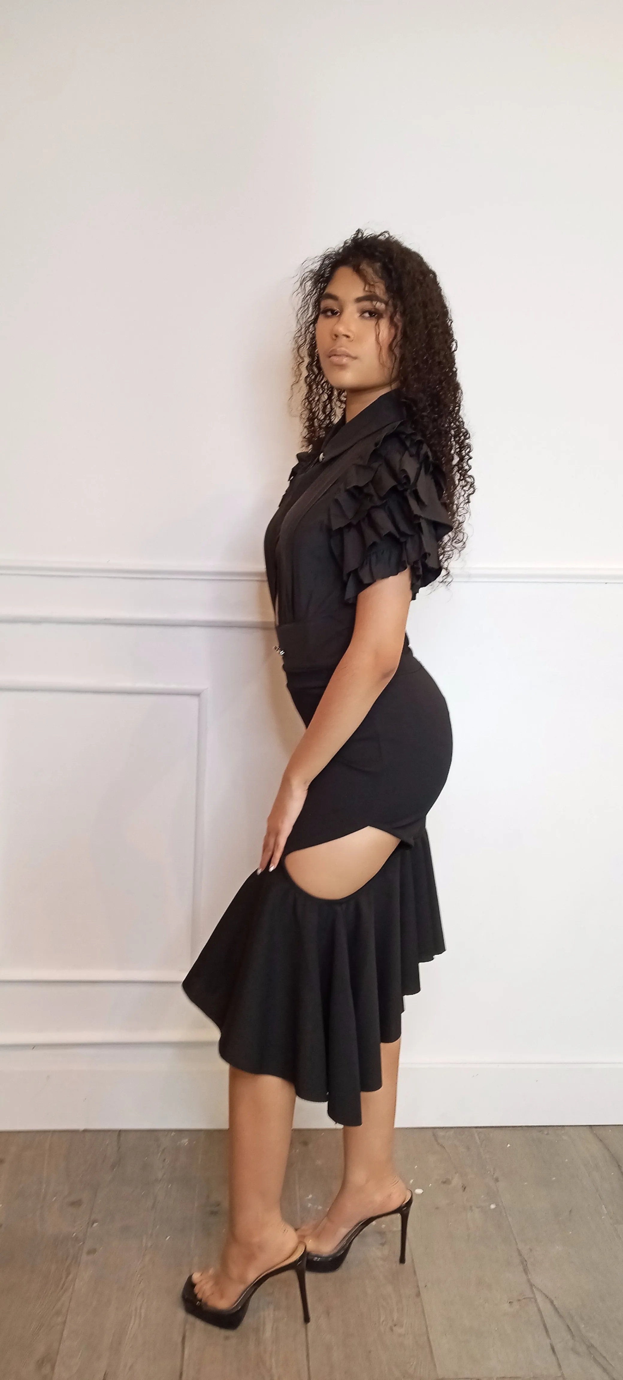 ALREADY WON Black Shoulder Puff Bodysuit