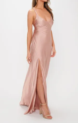Anderson Maxi Dress ~ Rose Gold Luxe Satin