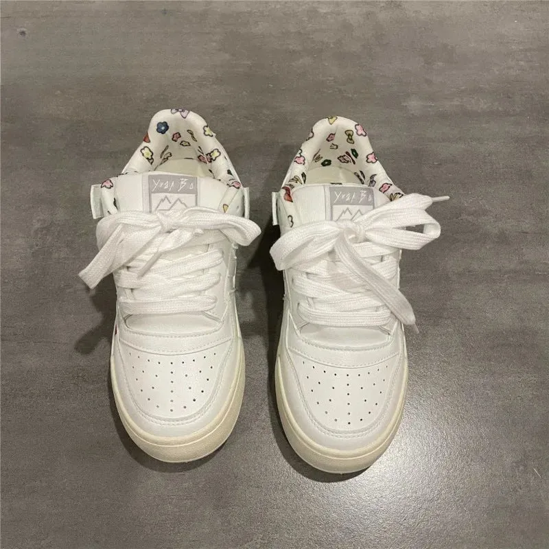 binfenxie  -  Simplicity Womens Sports Shoes Fashion Print Women Sneakers Casual Versatile Pu Leather White Niche Female Sneakers