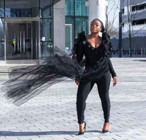 Black Bandage V Neck Long Sleeve Jumpsuit