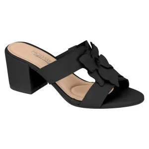 Black Floral Slide Block Heels
