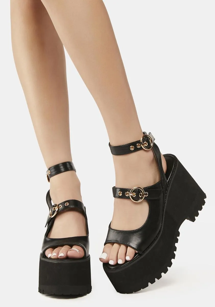 Black Gessie Platform Sandals