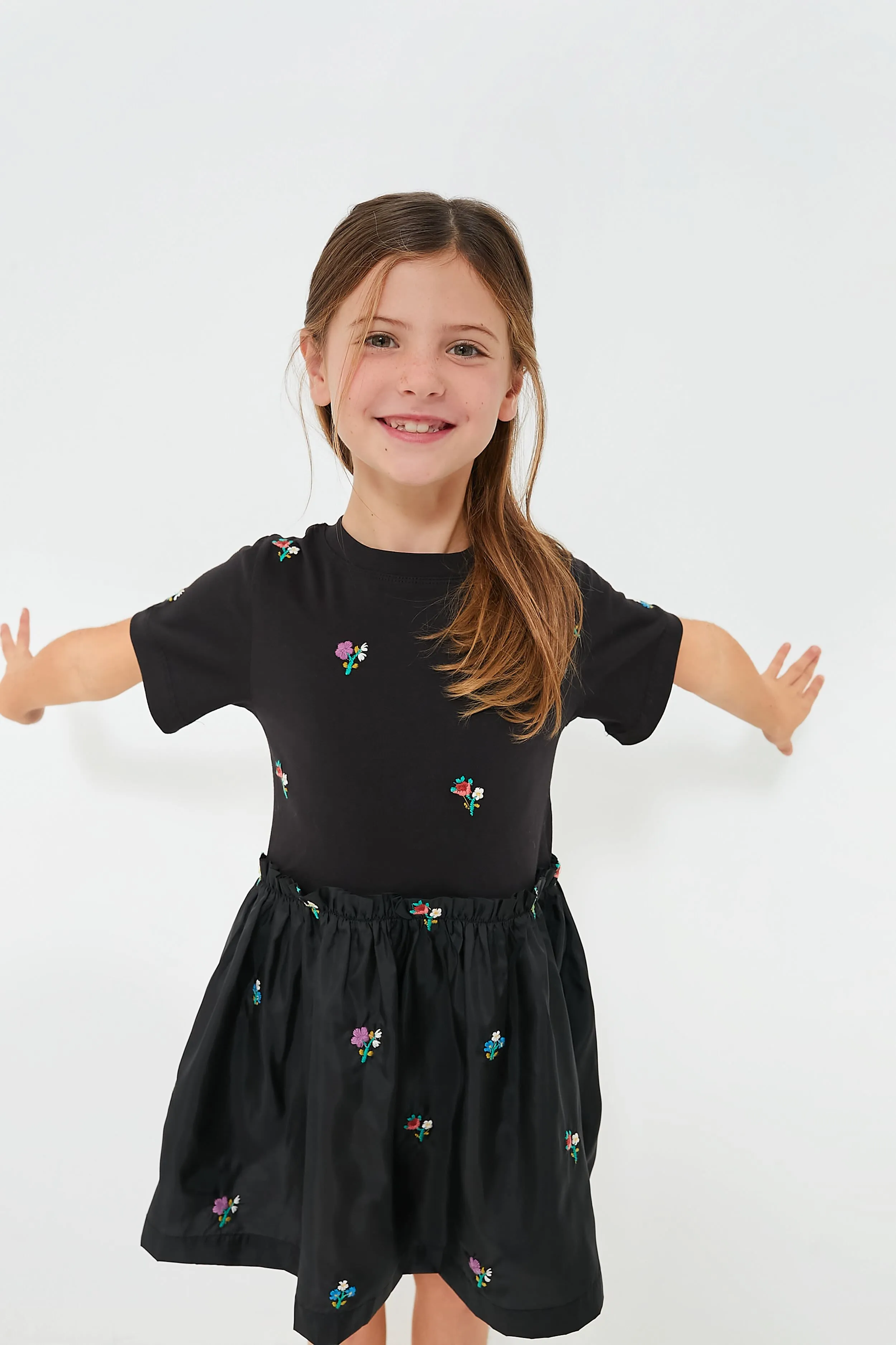 Black Rubina Embroidery T-Shirt Dress