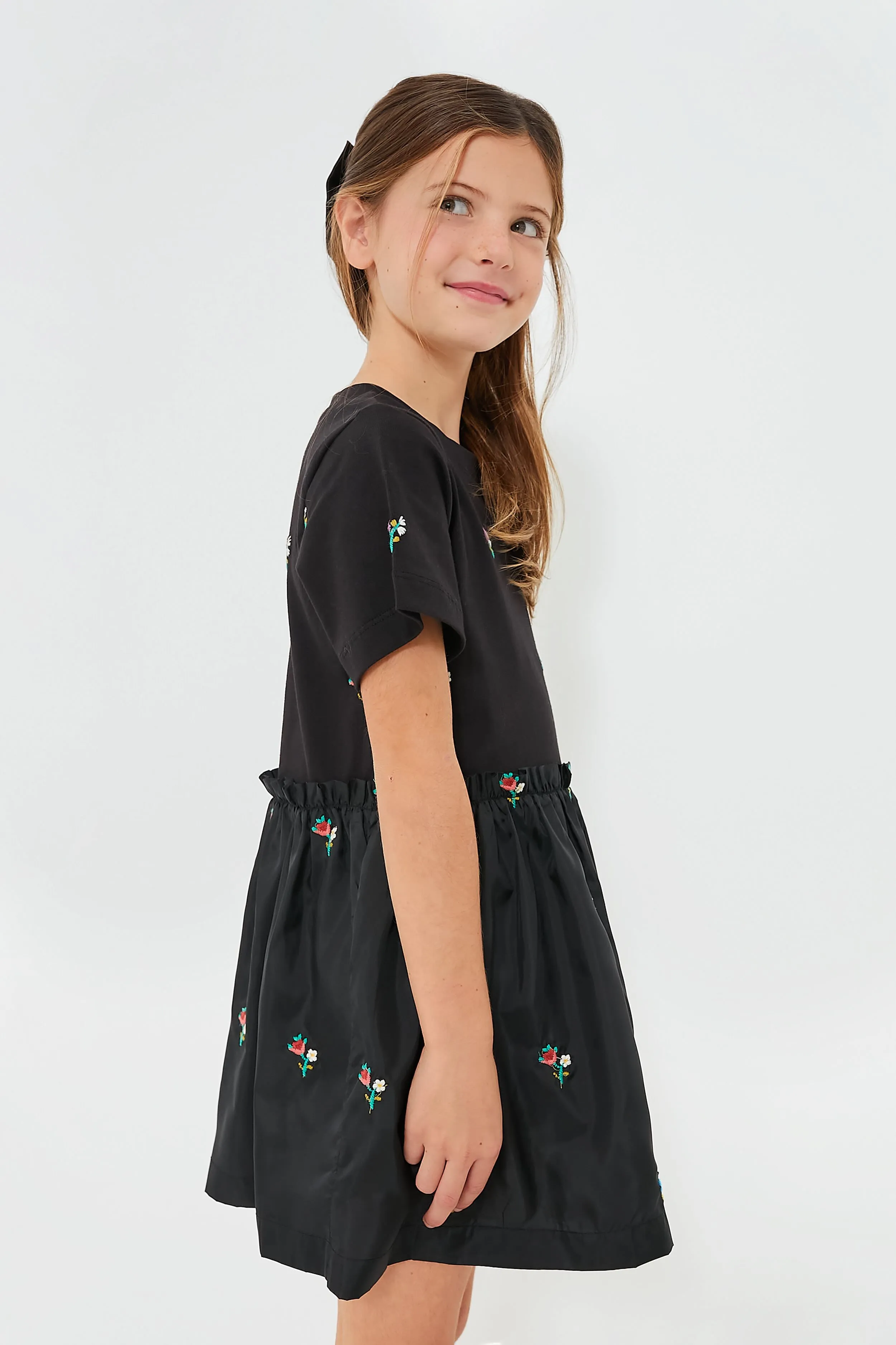 Black Rubina Embroidery T-Shirt Dress