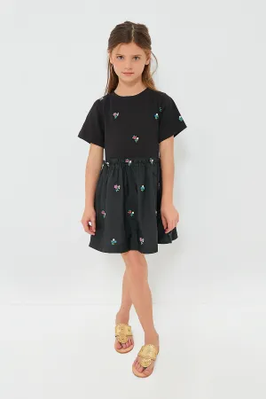 Black Rubina Embroidery T-Shirt Dress
