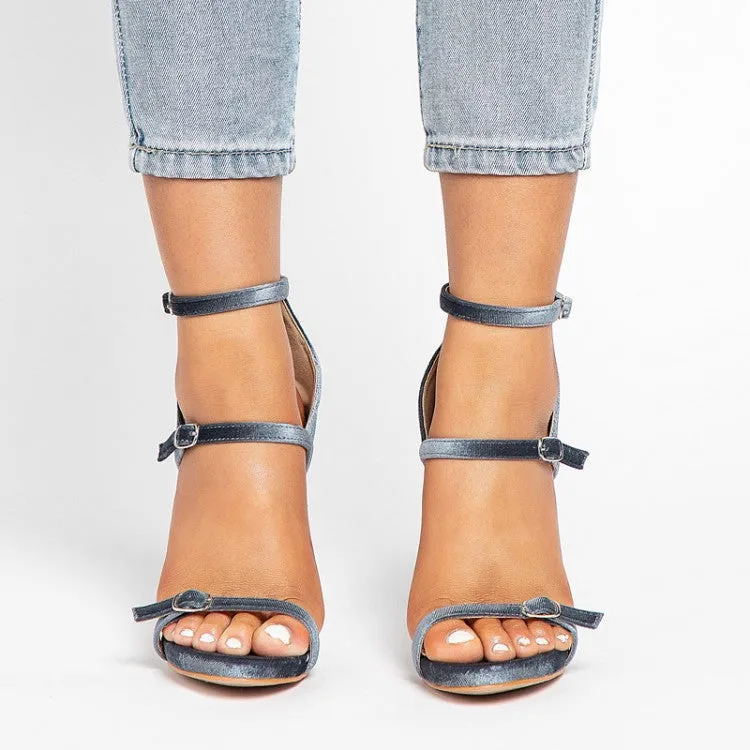 Button Open Toe High Heel Sandals