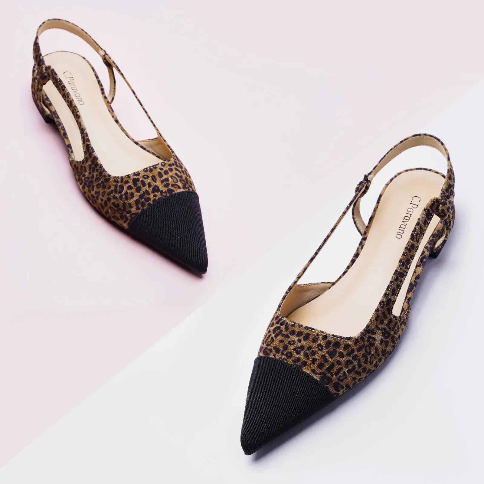 Cap-Toe Prints Slingback Flats (Freya) Leopard