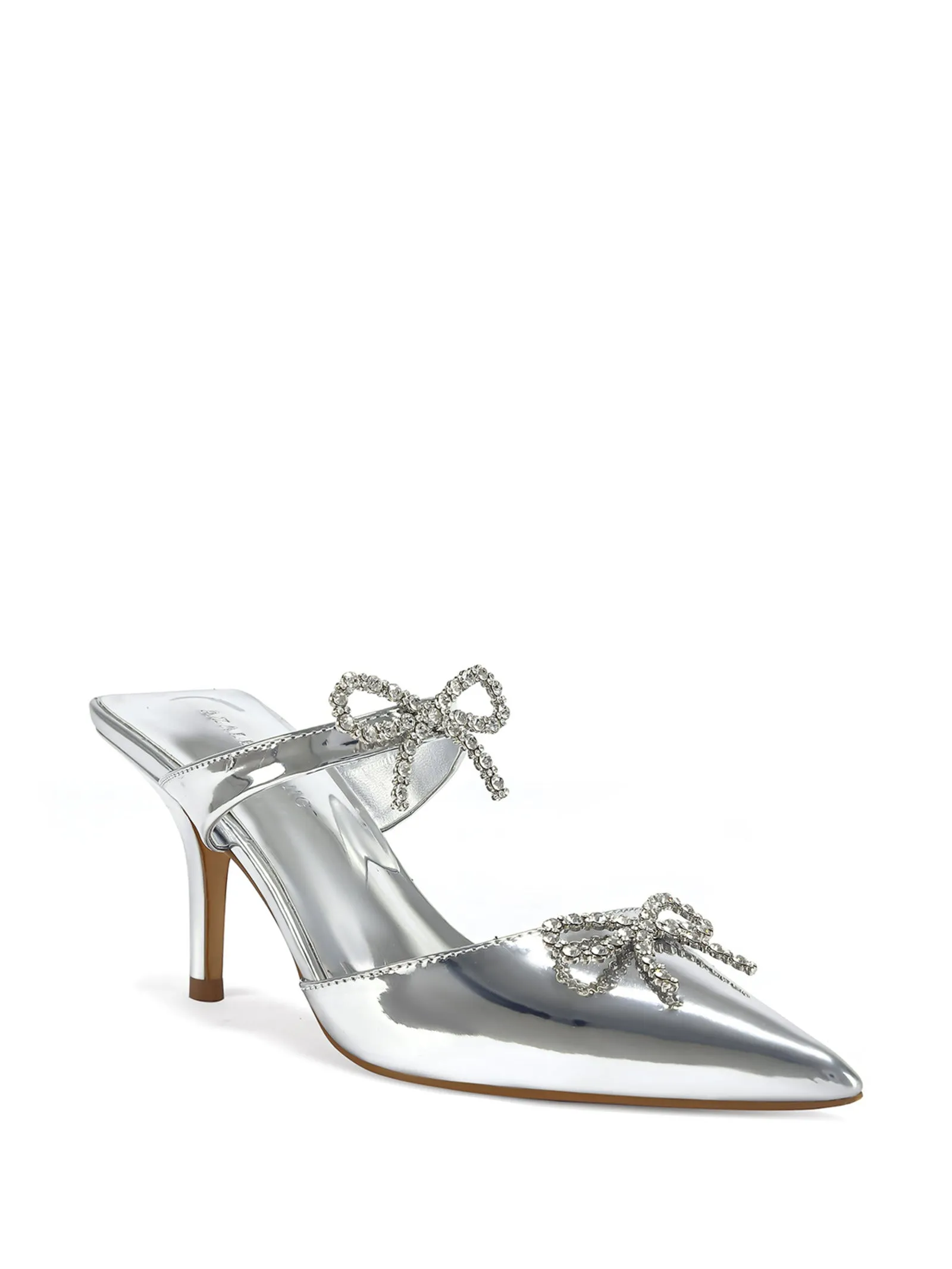 CHARLETTE-SILVER BOW KITTEN HEELED PUMP