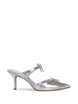 CHARLETTE-SILVER BOW KITTEN HEELED PUMP