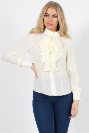 Cream Frill Front Blouse - Camille