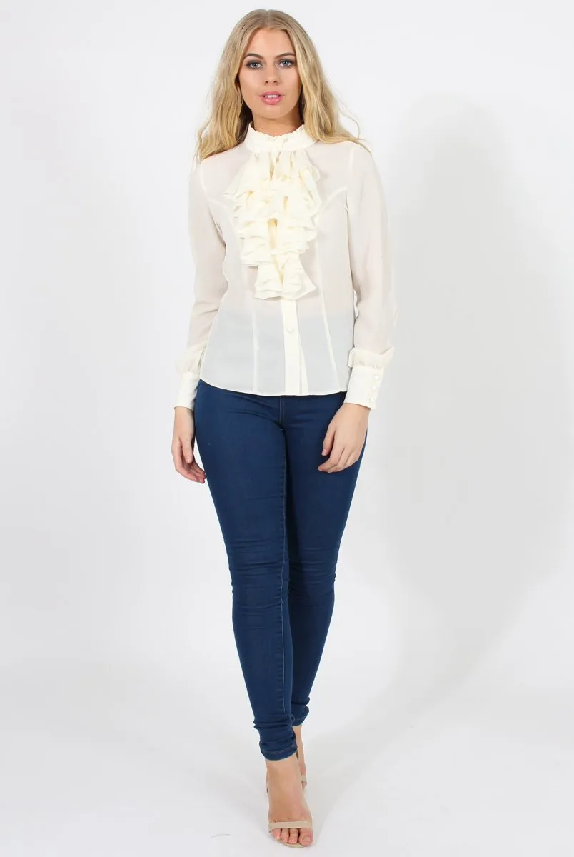 Cream Frill Front Blouse - Camille