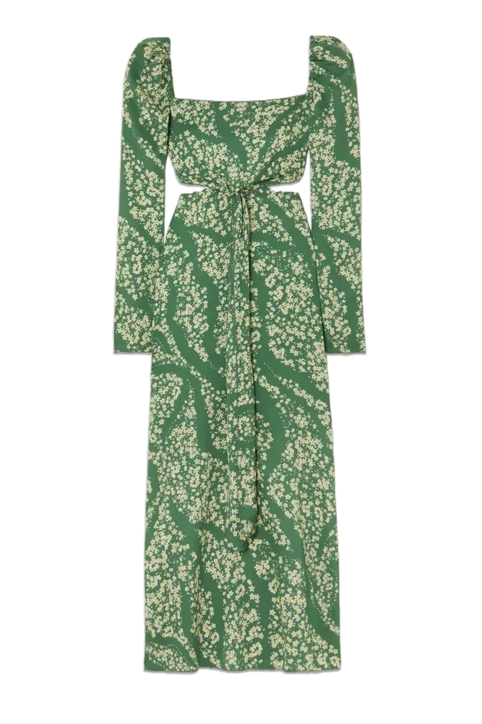 Cuarzo Astro Esmeralda Cutout Floral-print Twill Maxi Dress
