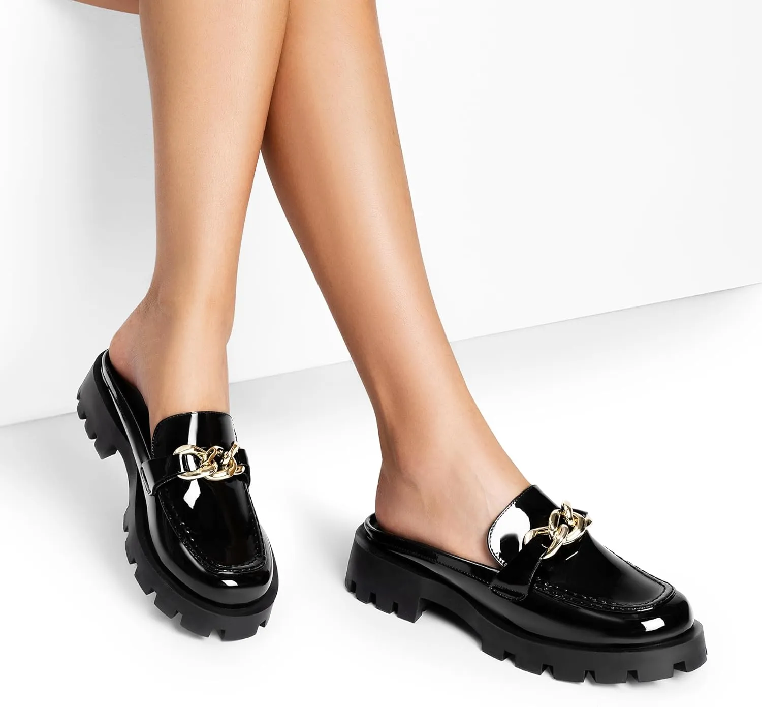 DREAM PAIRS Mules for Women Slip On Shoes Platform Thick Comfortable Womens Chunky Flat Slides Slippers Loafers