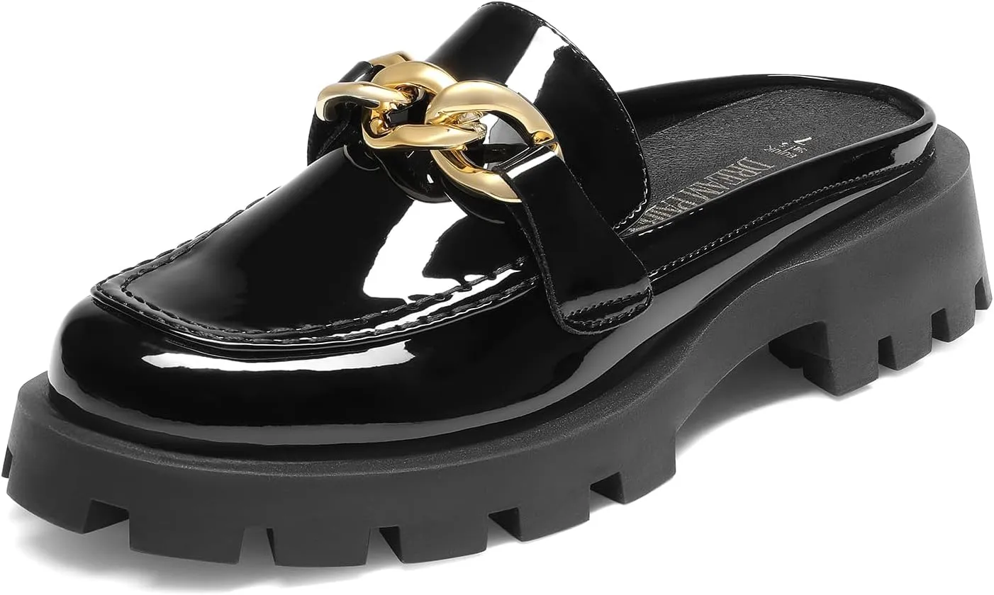 DREAM PAIRS Mules for Women Slip On Shoes Platform Thick Comfortable Womens Chunky Flat Slides Slippers Loafers