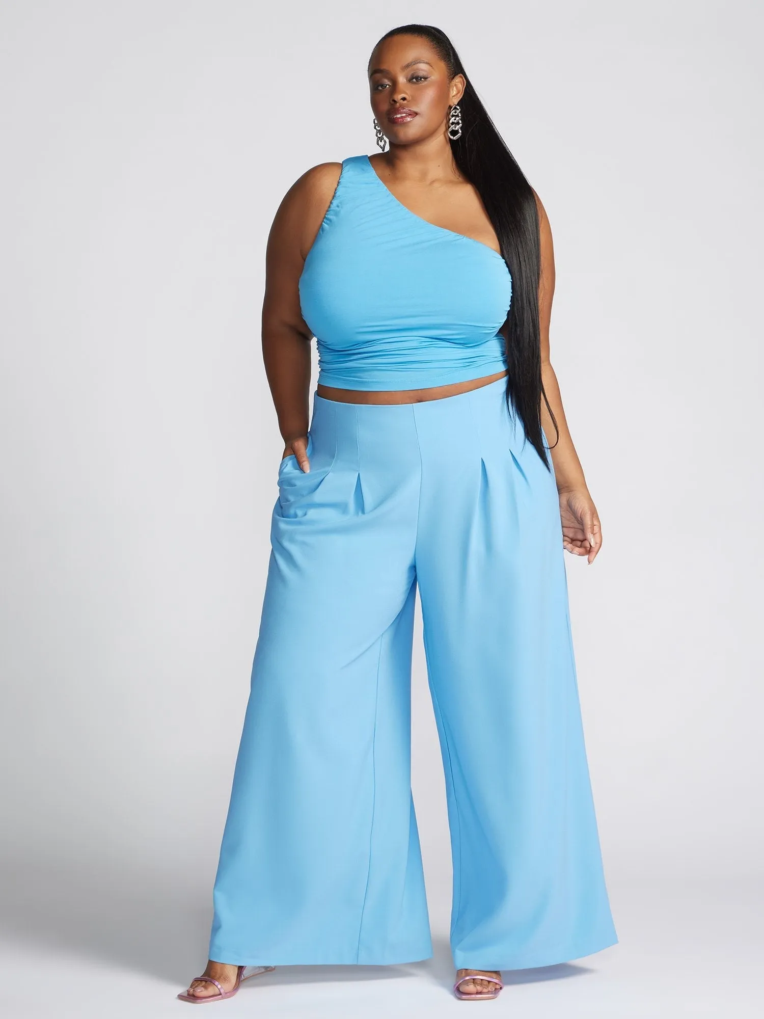 Fashion To Figure - Crisanta Asymmetric One Shoulder Ruched Top