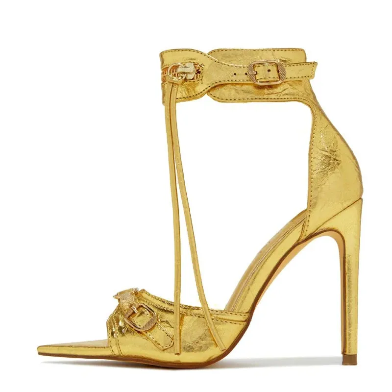 Fashion Zip Tassel ankle strap high heel Sandals