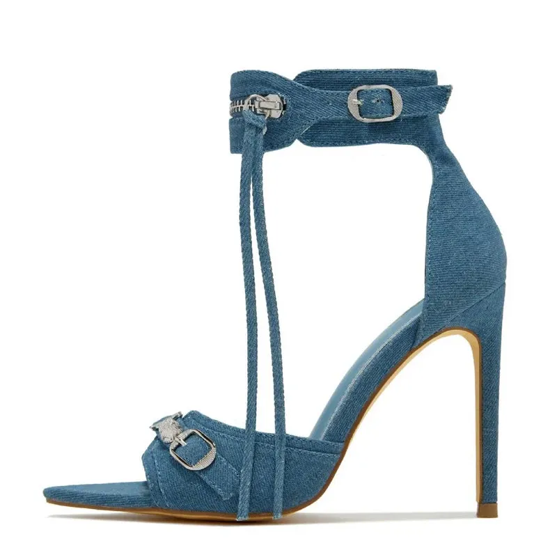 Fashion Zip Tassel ankle strap high heel Sandals