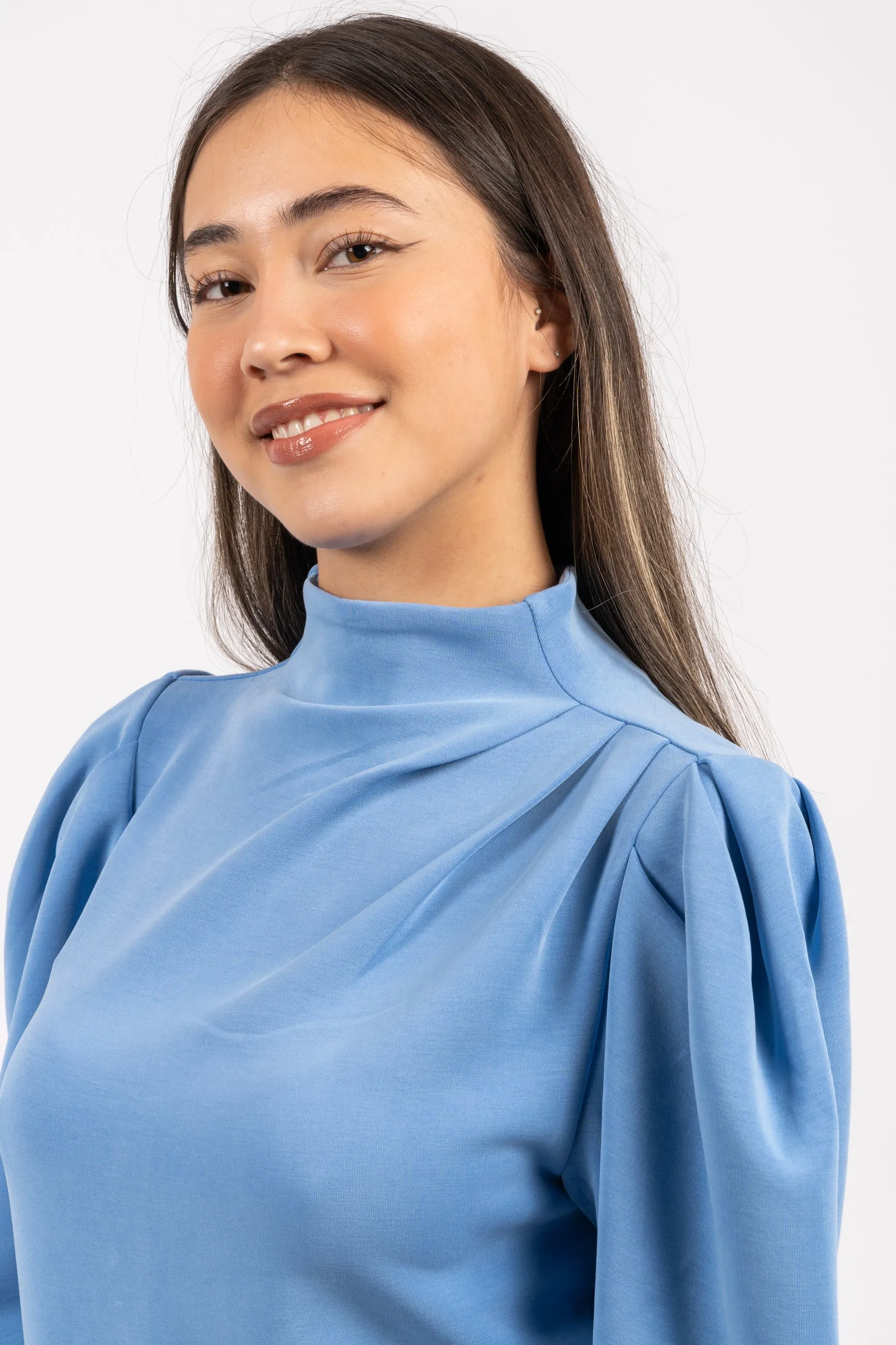 Fenja Ls T-Neck Top - Ultramarine