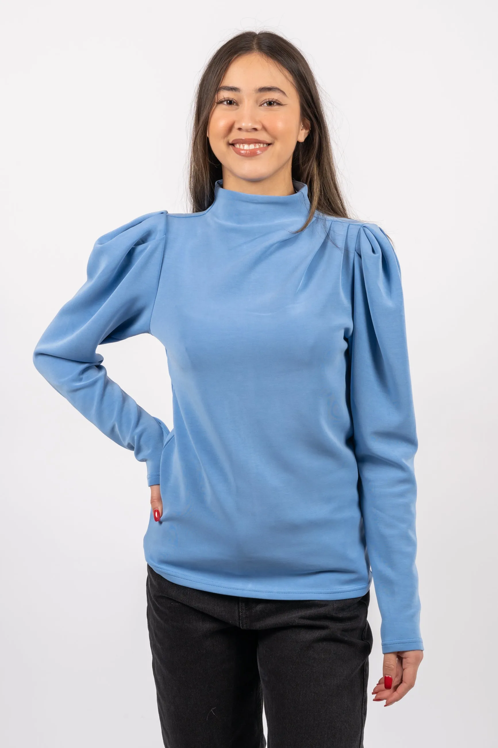 Fenja Ls T-Neck Top - Ultramarine