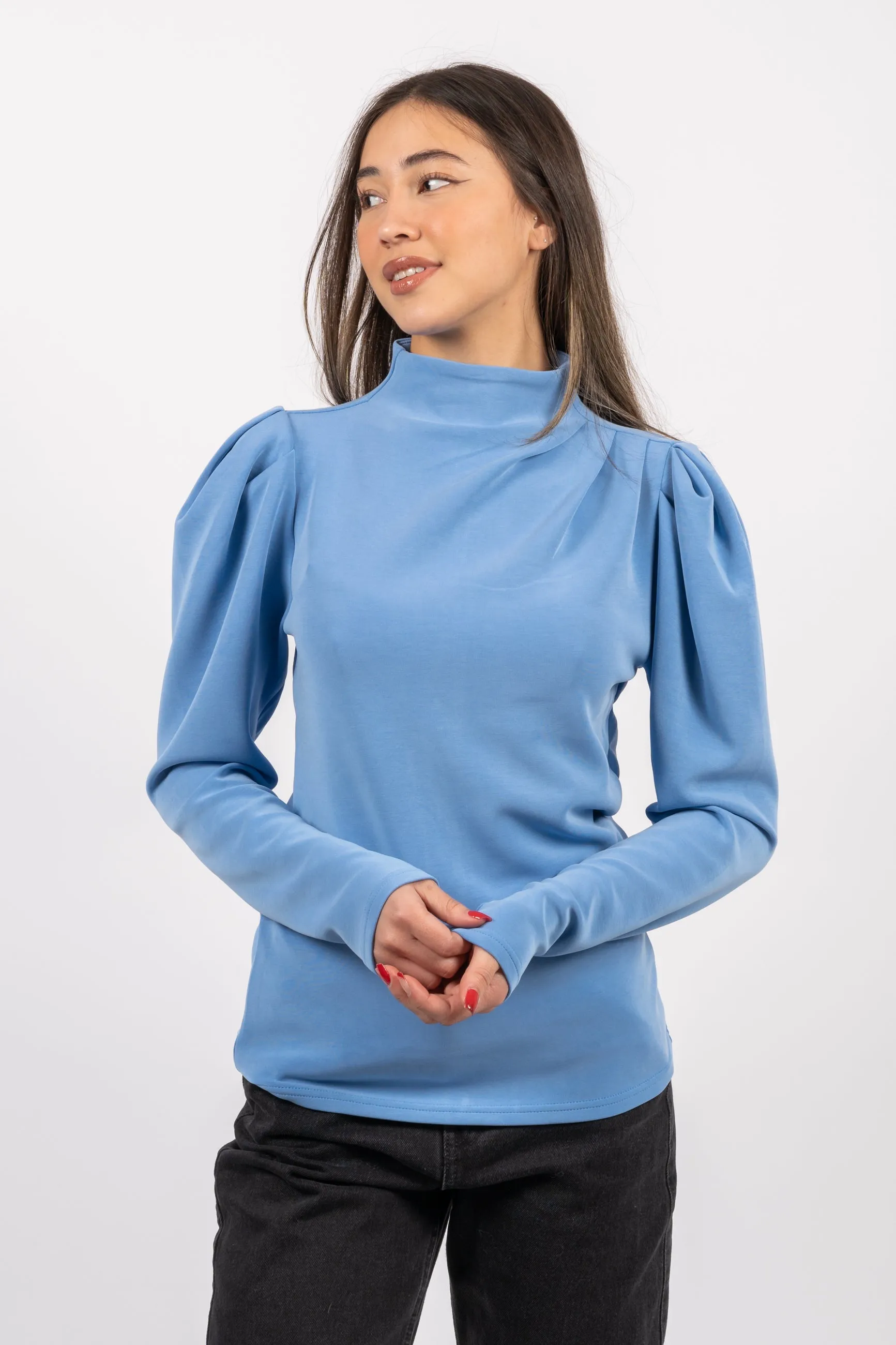 Fenja Ls T-Neck Top - Ultramarine