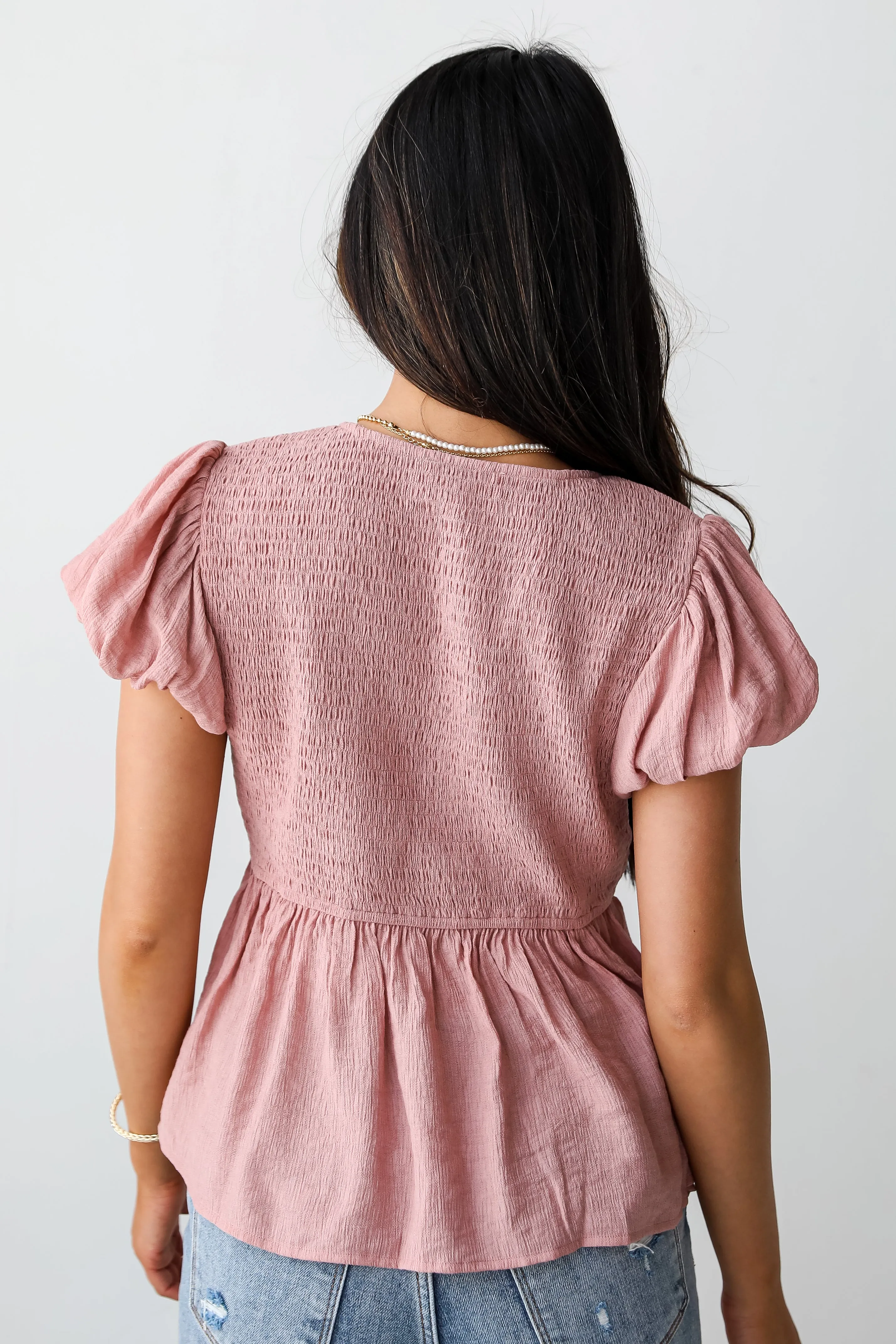 FINAL SALE - Sweet Direction Blush Smocked Babydoll Blouse