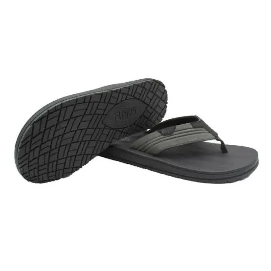 Flojos Men's Memory Foam Thongs Flip Flop Sandals Grey Black