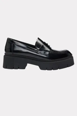 Hugo Boss Kris Stacked-Logo Loafers in Leather with Chunky Sole Μαύρα 50523226