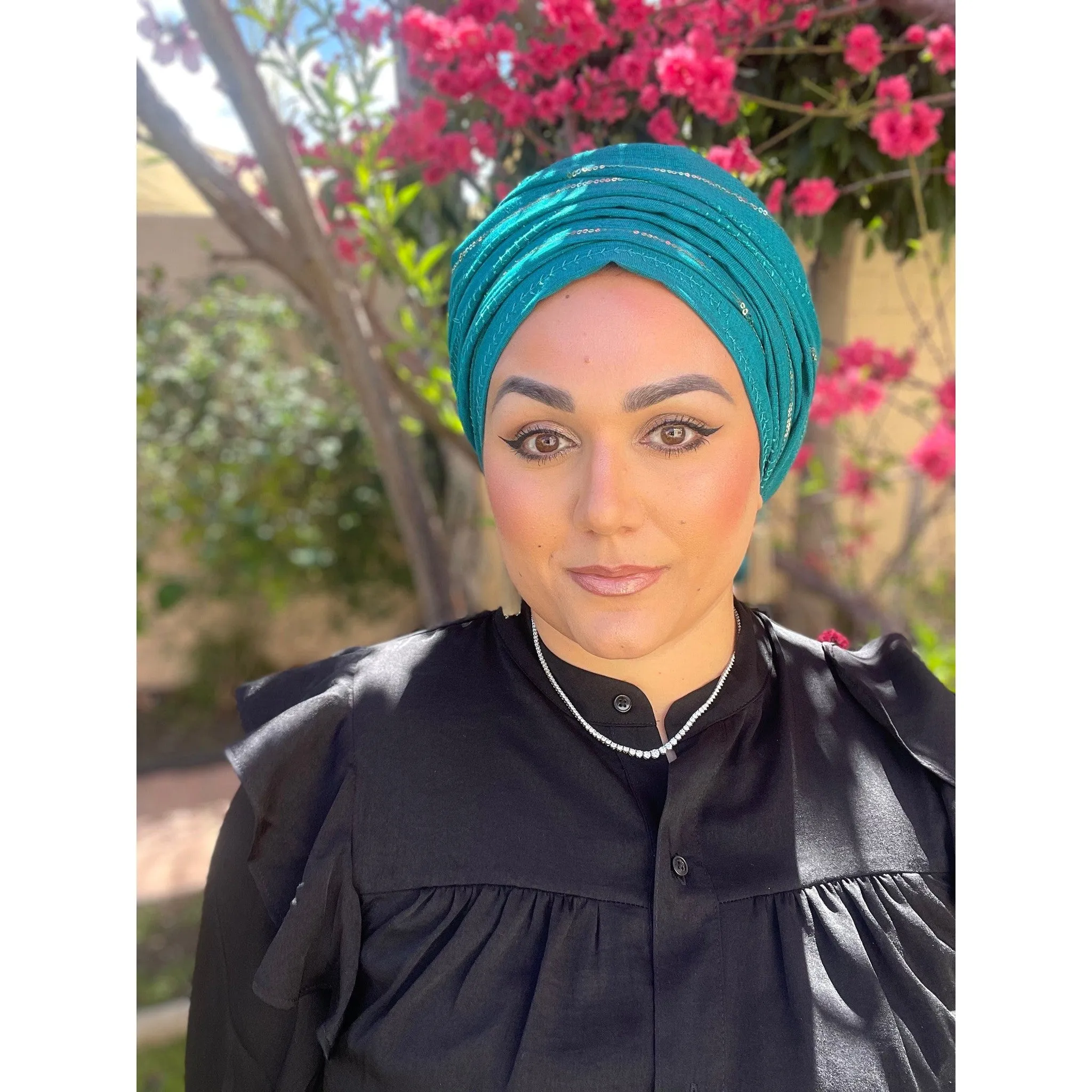Israeli Voluminous Detailed Headwrap - Turquoise