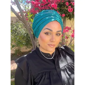 Israeli Voluminous Detailed Headwrap - Turquoise