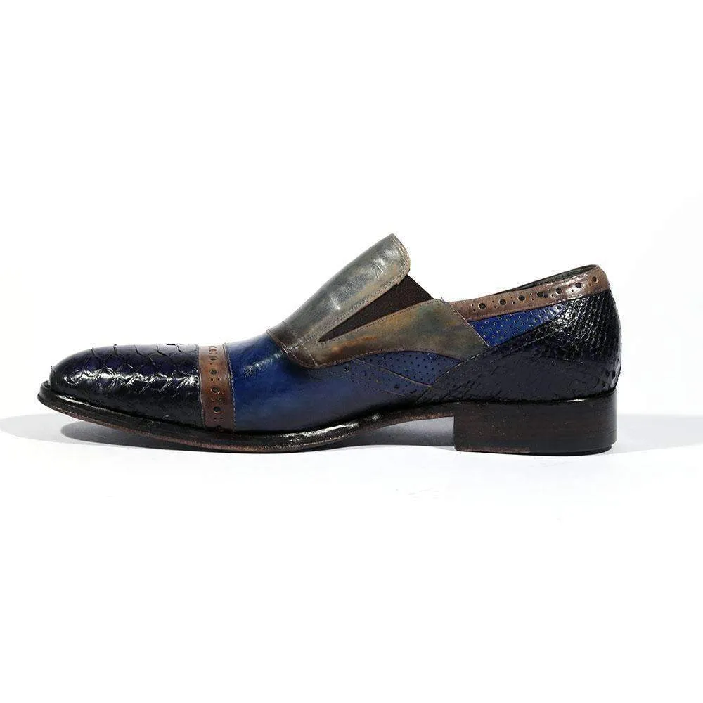 Jo Ghost Men Designer Shoes Italian Snake Print Crust Multi Color Loafers 4292M (JG5144)