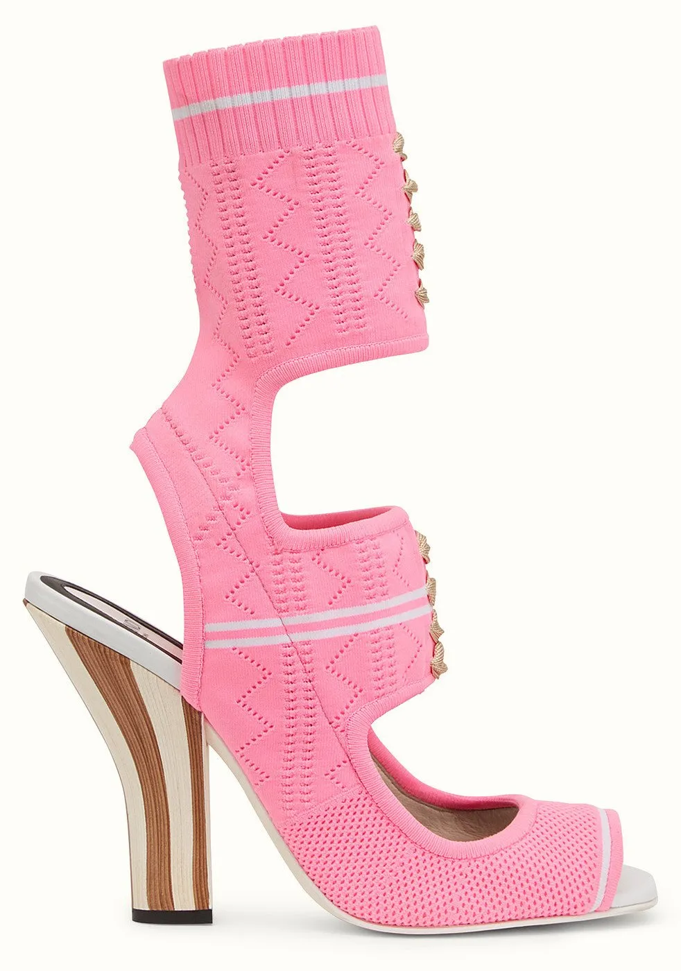Knitted Open-Toe Sandals - Pink
