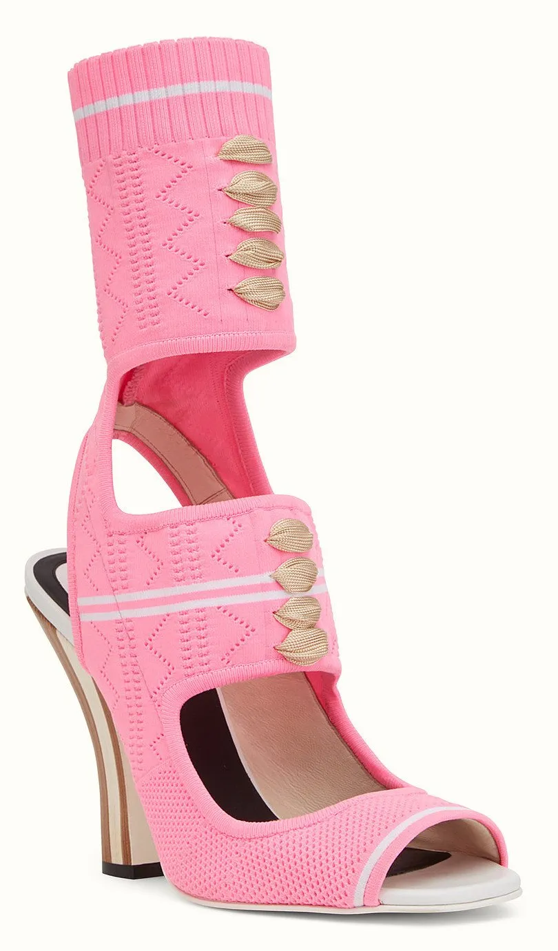 Knitted Open-Toe Sandals - Pink