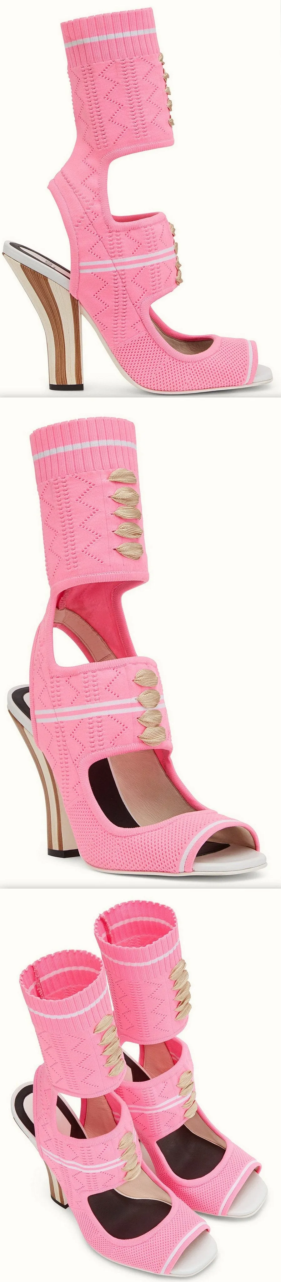 Knitted Open-Toe Sandals - Pink