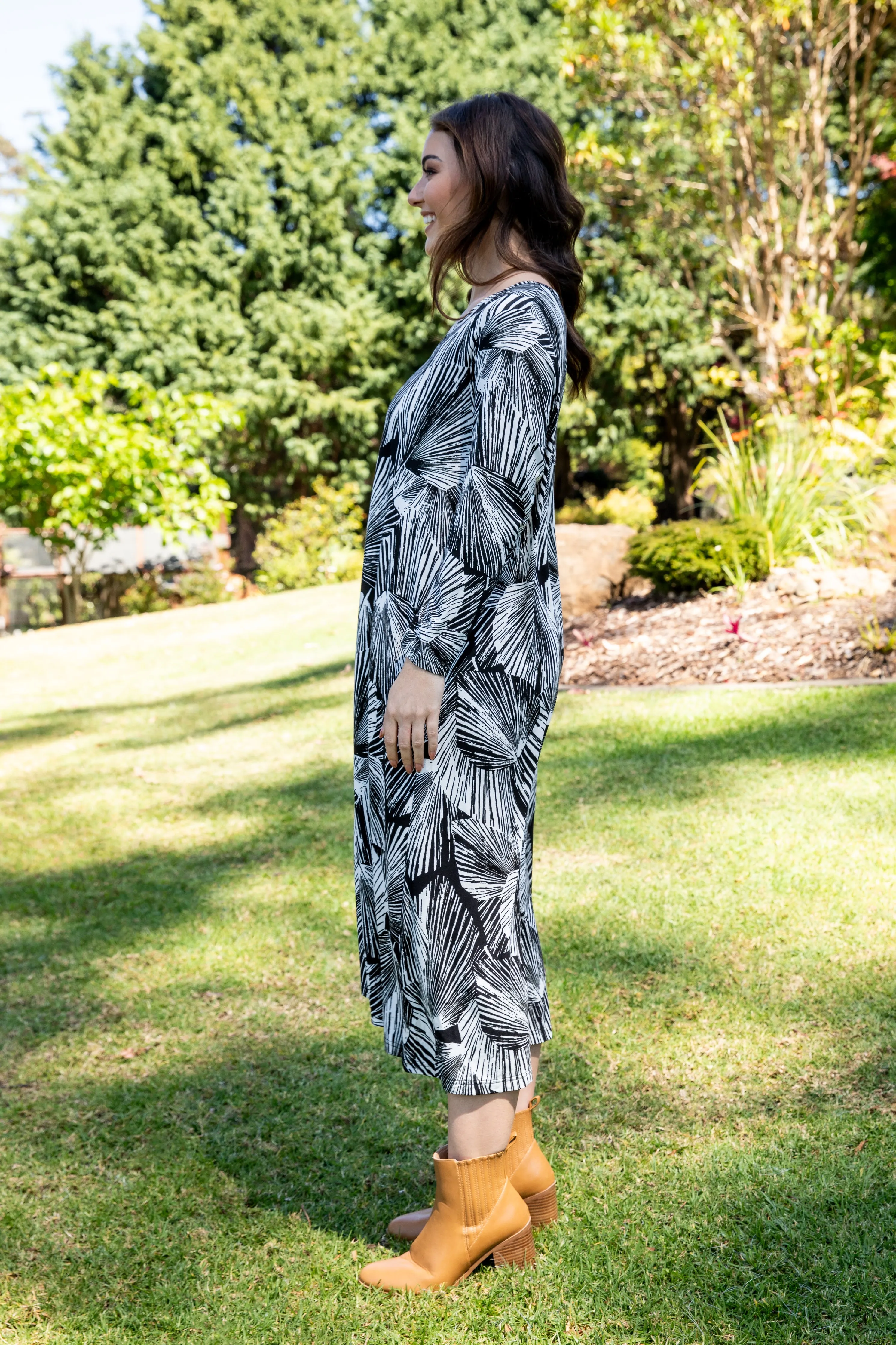 Long Sleeve T-Shirt Dress | Hunter Palm | FINAL SALE