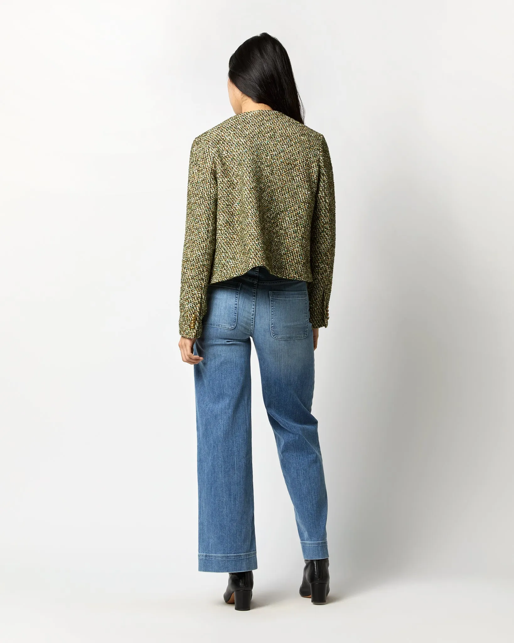Megan Cardigan Jacket in Green/Multi Tweed