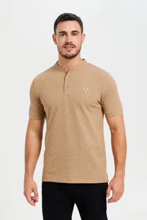 Men Beige Polo Shirt