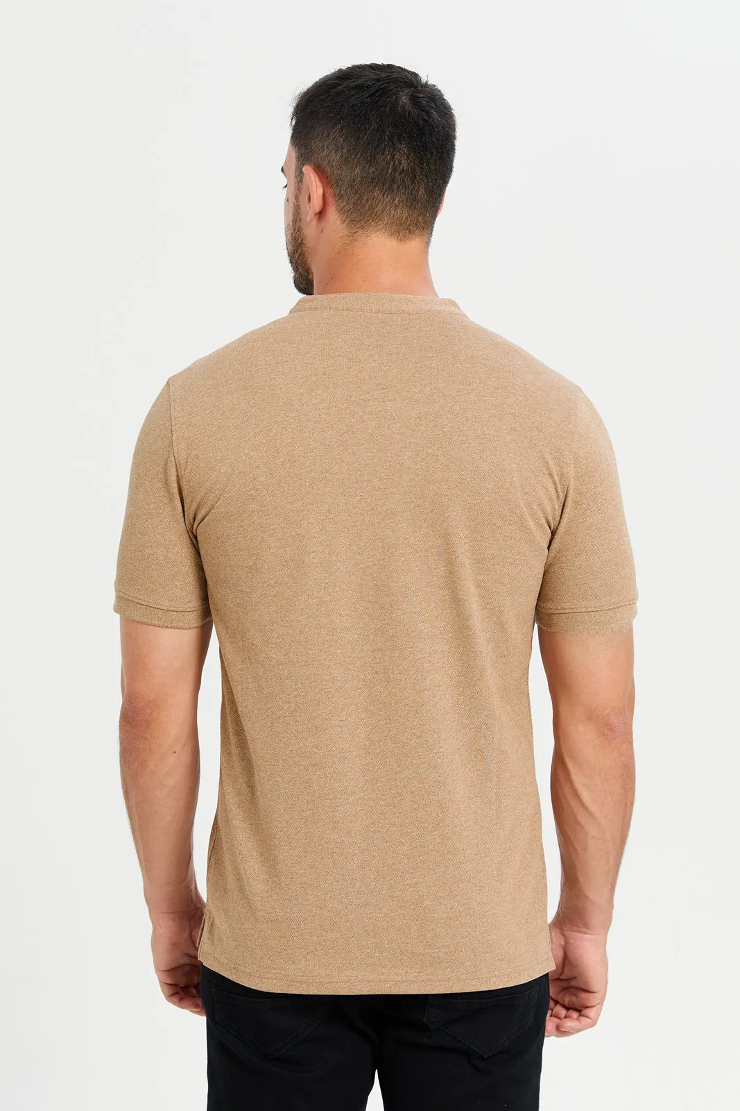 Men Beige Polo Shirt