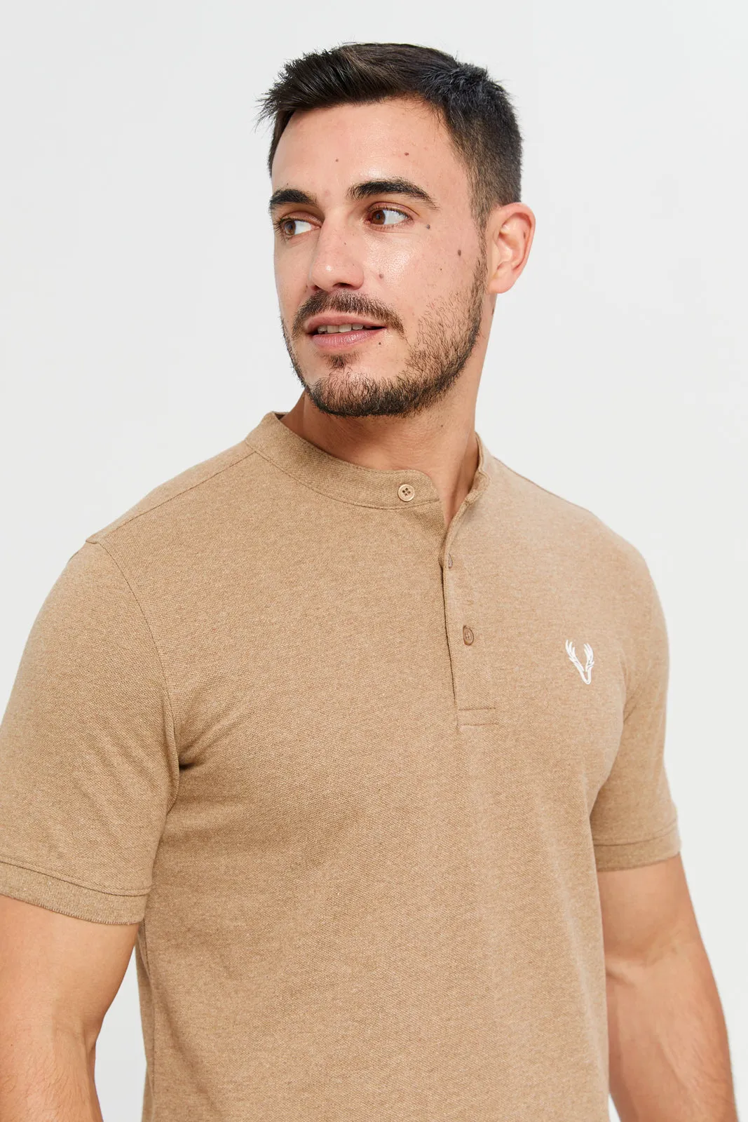 Men Beige Polo Shirt