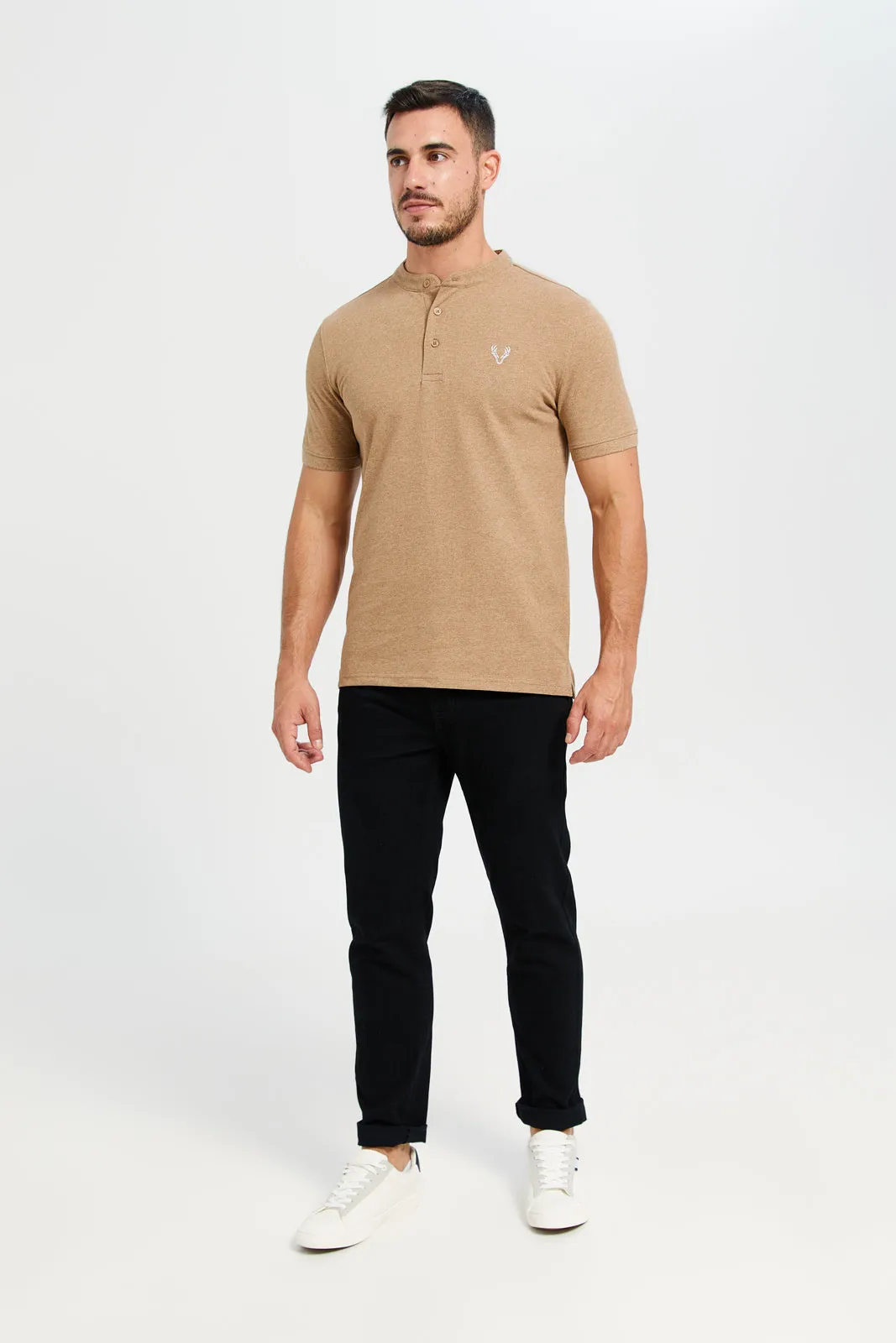 Men Beige Polo Shirt