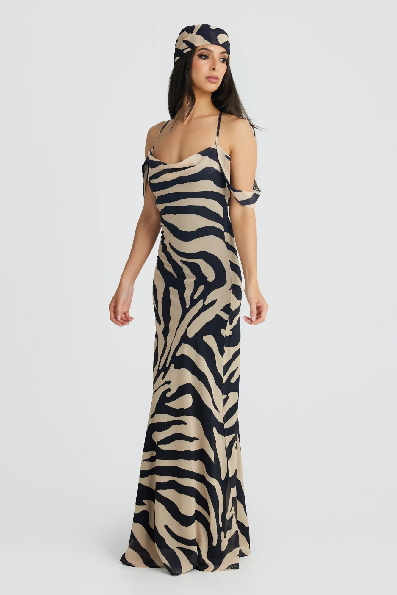 MÉLANI The Label VIENNA Low Back Chiffon Maxi Dress