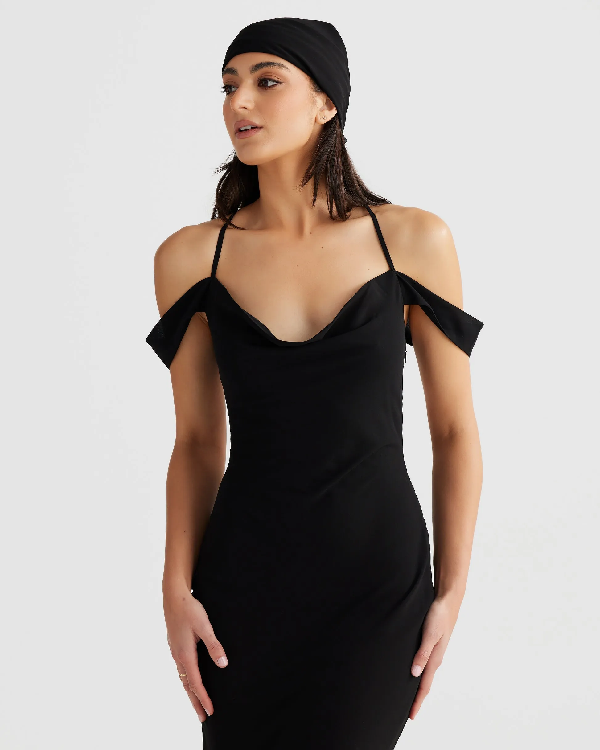 MÉLANI The Label VIENNA Low Back Chiffon Maxi Dress