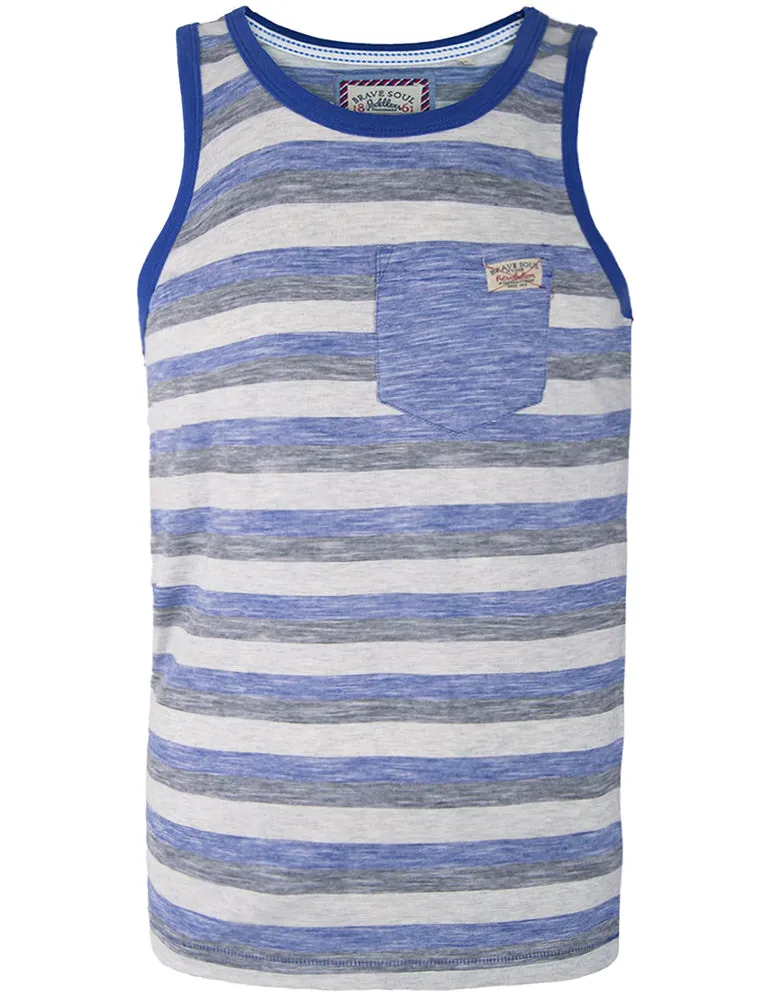 Region Vintage Striped Vest Top in Ocean Blue
