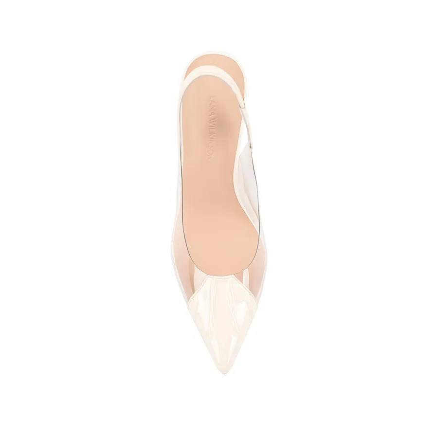 Romy Pump Vinylite & White Patent Leather