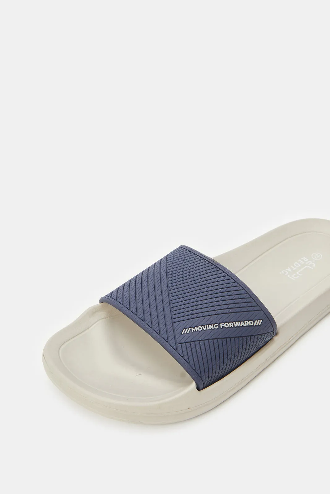 Senior Boys Grey Slogan Embossed Slide