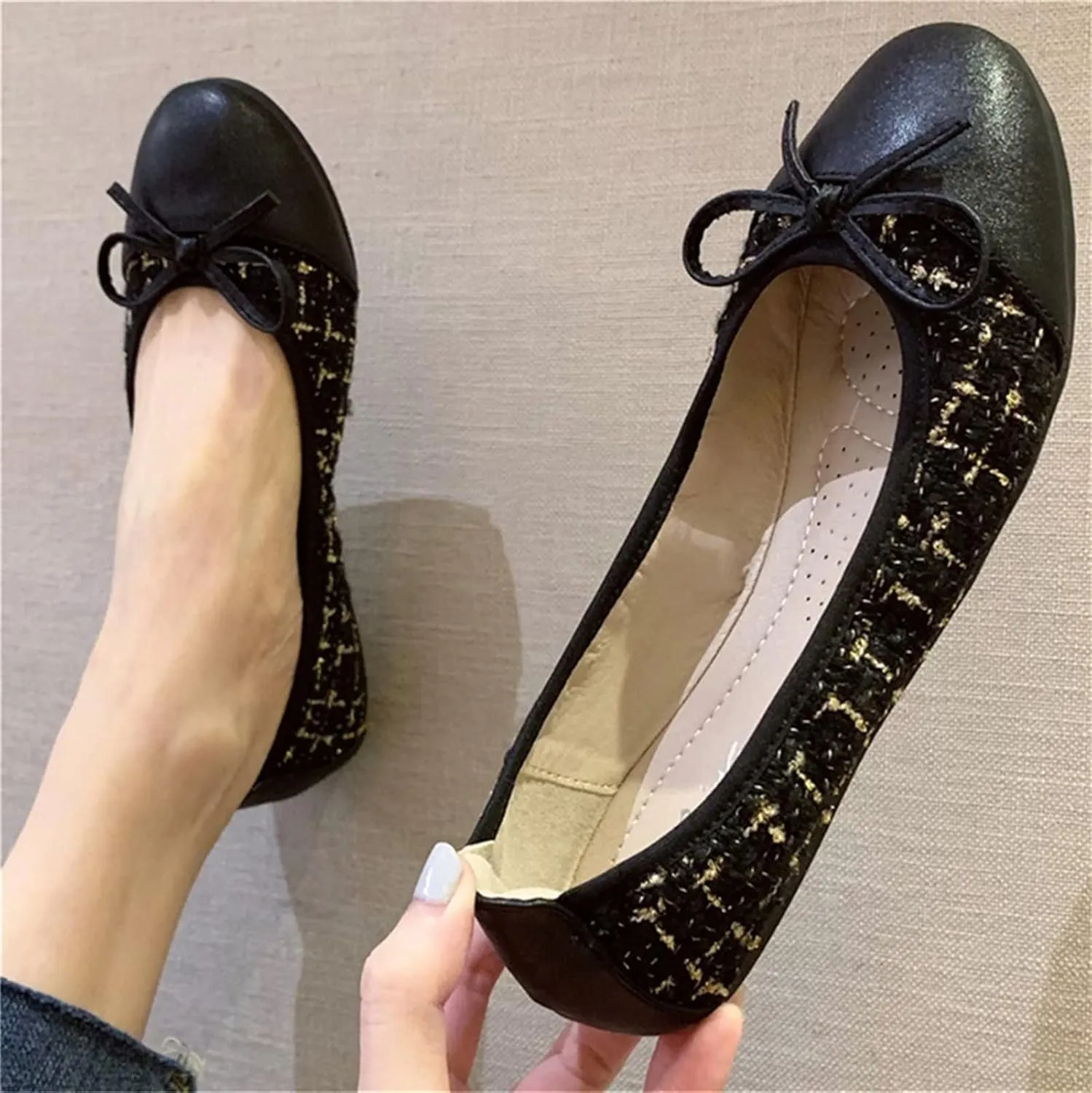 Stunner Women's Casual Flats Comfortable Round Toe Slip On Ballet Flats with Bow Decoration